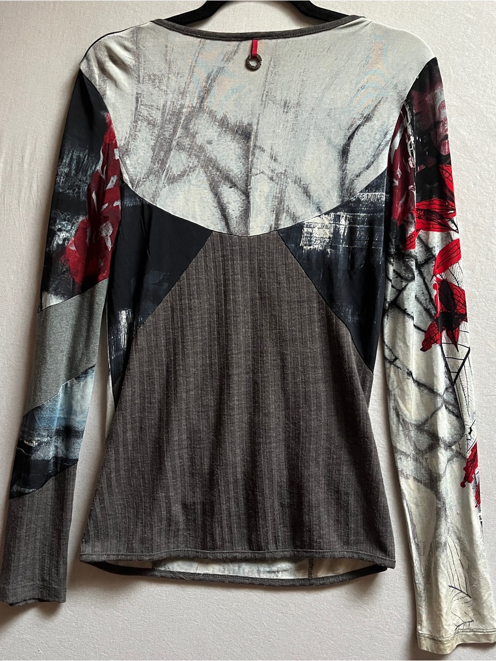 Save The Queen Stretch Viscose Mixed Print Long Sleeve Top Size M - Picture 2 of 9